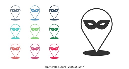 Black Carnival mask icon isolated on white background. Masquerade party mask. Set icons colorful. Vector