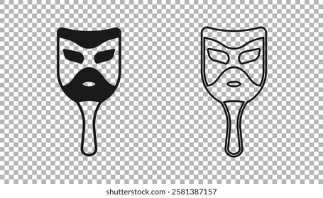 Black Carnival mask icon isolated on transparent background. Masquerade party mask.  Vector