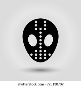 Black carnival mask for masquerade costume. Isolated on grey background