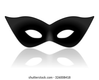 Black carnival mask on a white background.