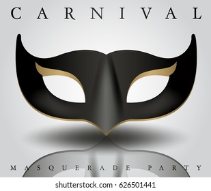 Black Carnival Mask On White Background : Vector Illustration