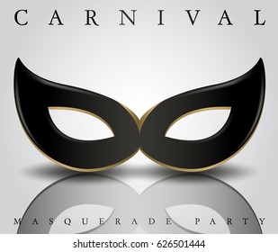 Black Carnival Mask On White Background : Vector Illustration