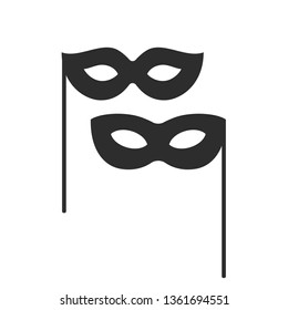 Black carnival mask vector icon isolated on white background