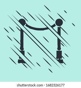 Black Carpet with barriers icon isolated on green background. VIP event, luxury celebration. Celebrity party entrance. Glitch style. Vector Illustration