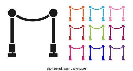Black Carpet with barriers icon isolated on white background. VIP event, luxury celebration. Celebrity party entrance. Set icons colorful. Vector Illustration