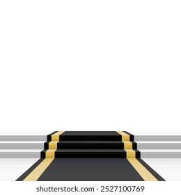 Black carpet on stairs on white background