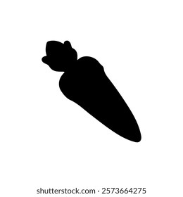 Black Carrot silhouette vector illustration on white background.