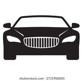 A grade dianteira de um carro preto é enfatizada.