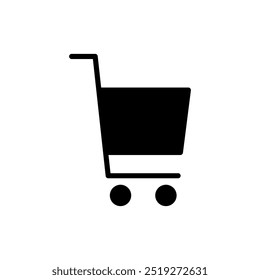 Black cart icon on transparent background