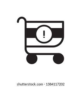 black cart icon vector eps 10 with exclamation mark sign