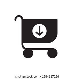 black cart icon vector eps 10 with down arrow sign