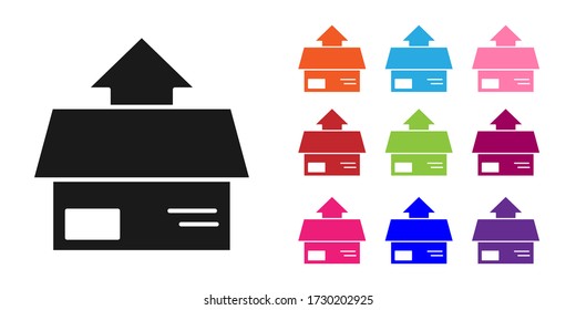 Black Carton cardboard box icon isolated on white background. Box, package, parcel sign. Delivery and packaging. Set icons colorful. Vector Illustration