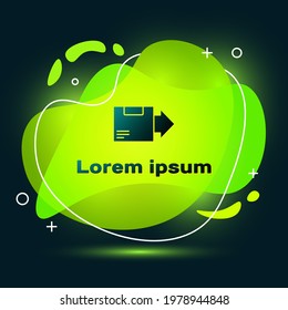 Black Carton cardboard box icon isolated on black background. Box, package, parcel sign. Delivery and packaging. Abstract banner with liquid shapes. Vector Illustration