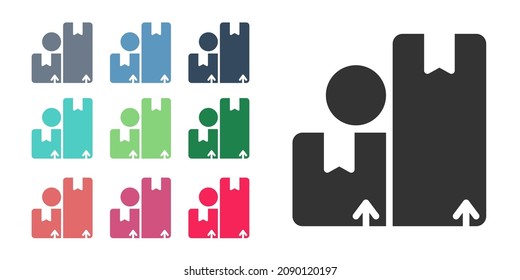 Black Carton cardboard box icon isolated on white background. Box, package, parcel sign. Delivery and packaging. Set icons colorful. Vector