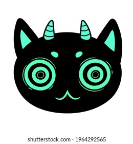 black cartoon animal head with big eyes