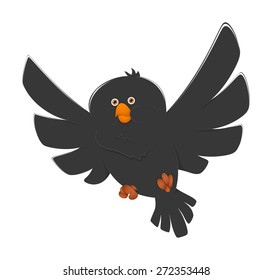 Black Cartoon Bird Flying
