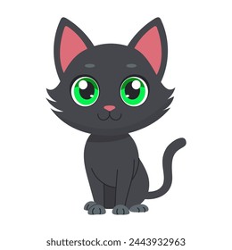 gato de dibujos animados negro aislado en blanco