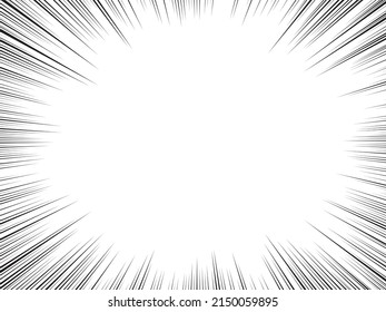 Black cartoon concentrated lines on a white background