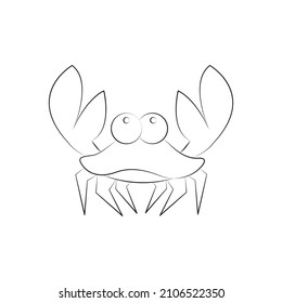 A black cartoon crab outline vector illustration