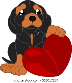 black cartoon dog with heart