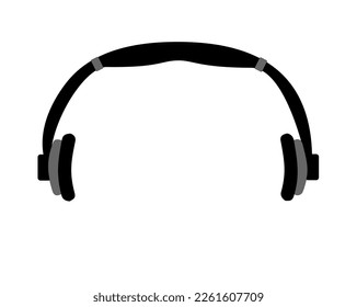 Black cartoon headphones on a white background. Vector illustration