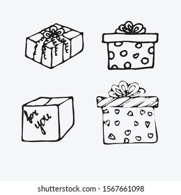 black cartoon isolated vecror illustration on white background. for holiday or celebration boxes presents