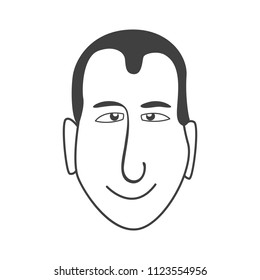 black cartoon male face on a white background
