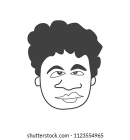 black cartoon male face on a white background