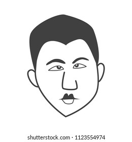 black cartoon male face on a white background