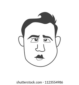 black cartoon male face on a white background