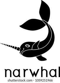 Black cartoon narwhal with title