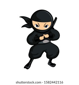 Black Cartoon Ninja Stand Meditating Ready Stock Vector (Royalty Free ...