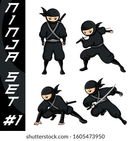 black cartoon ninja tall version in action group set