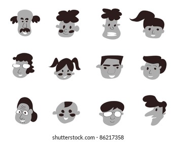 black cartoon people icon
