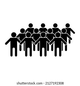 Black cartoon people silhouette on white background. Business vector icon. Vector illustration. stock image. 