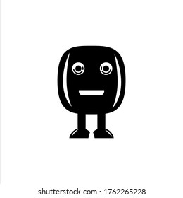 schwarzer Cartoon des Planeten Vector Symbol cute