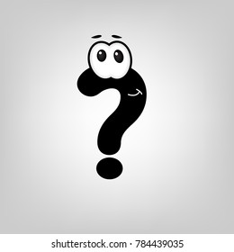 Black Cartoon Question Mark Sign with eyw and mouth
	
