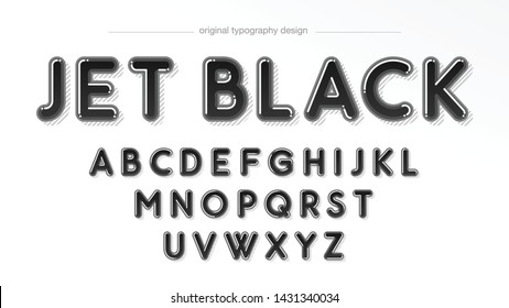 Black Cartoon Rounded Custom Typography Artistic Font