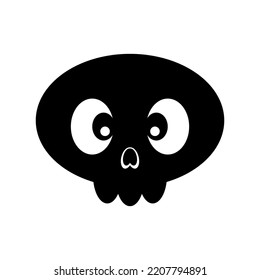 Black cartoon skull icon. Comic style illustration. Horror or Halloween  illustration isolated on white background. Vector EPS 10