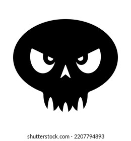 Black cartoon skull icon. Comic style illustration. Horror or Halloween  illustration isolated on white background. Vector EPS 10