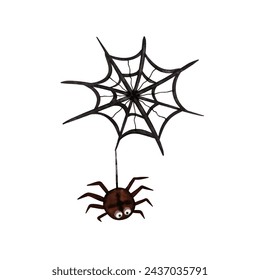 Ilustración de los niños del símbolo de Halloween de la tela de araña de dibujos animados negra