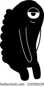 Black Cartoon tiny monster vector
