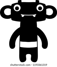 Black Cartoon tiny monster vector