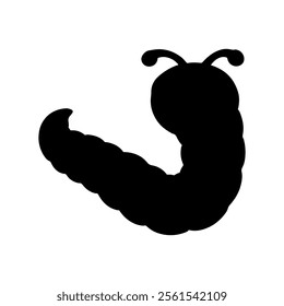 Black cartoon worm silhouette vector illustration on white background
