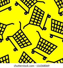 black carts on yellow seamless pattern