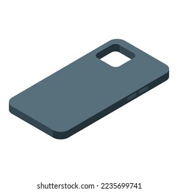 Black case icon isometric vector. Phone cover. Mobile protect