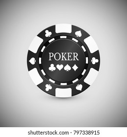 Black Casino Chip Icon. Casino Chip Vector Illustration.