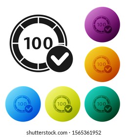Black Casino chips icon isolated on white background. Casino gambling. Set icons colorful circle buttons. Vector Illustration