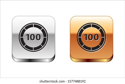 Black Casino chips icon isolated on white background. Casino gambling. Silver-gold square button. Vector Illustration