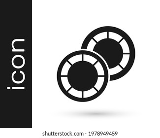 Black Casino chips icon isolated on white background. Casino gambling.  Vector